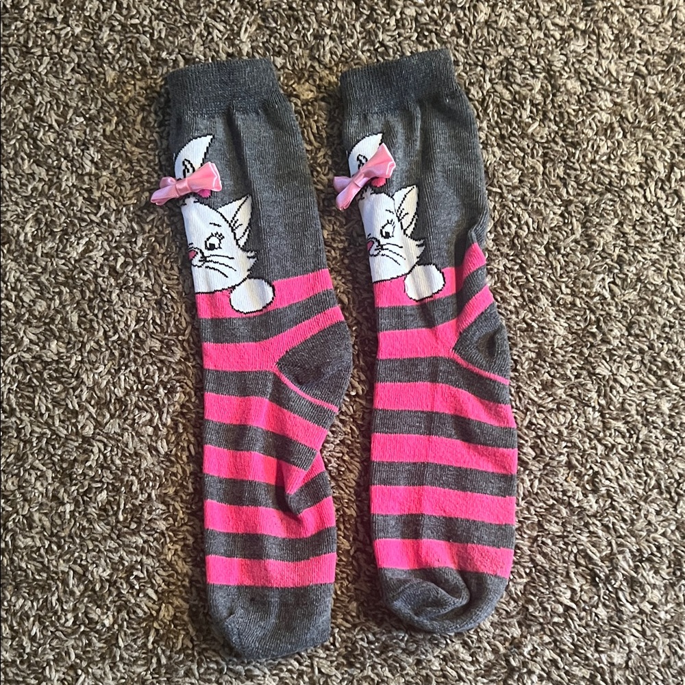Disneyland Gray and Pink Cat Socks